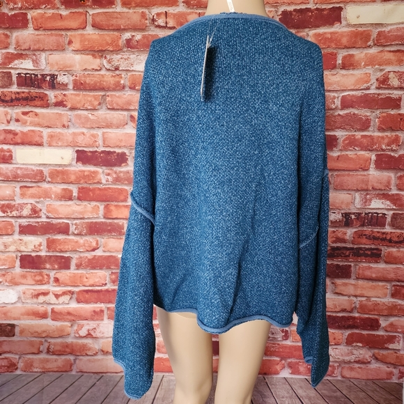 Free People Blue Bardot Sweater Medium NWT - Picture 5 of 5